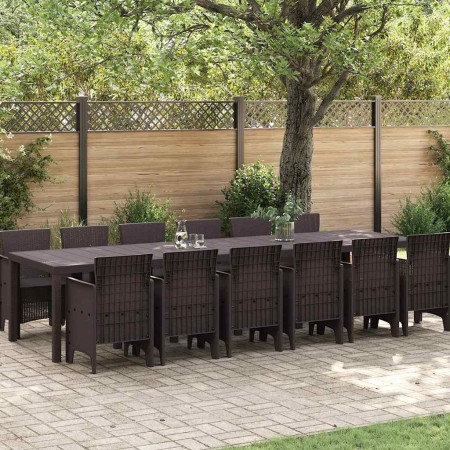 Conjunto de Comedor de Jardín 13 pcs Marrón Ratan Polt en Mesas de jardín | Comprar online en Foru.es