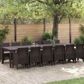 Conjunto de Comedor de Jardín 13 pcs Marrón Ratan Polt en Mesas de jardín | Comprar online en Foru.es