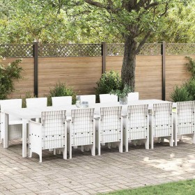 Conjunto de Comedor de Jardín 13 pcs Blanco Ratan Polt en Mesas de jardín | Comprar online en Foru.es