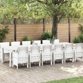 Conjunto de Comedor de Jardín 13 pcs Blanco Ratan Polt en Mesas de jardín | Comprar online en Foru.es
