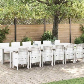 Conjunto de Comedor de Jardín 13 pcs Blanco Ratan Polt en Mesas de jardín | Comprar online en Foru.es