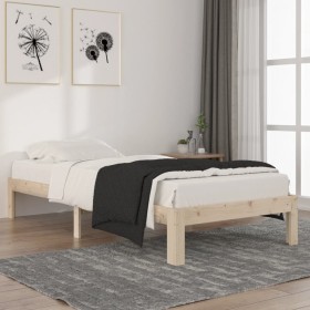 Estructura de cama de madera maciza de pino 90x200 cm de vidaXL, Camas y somieres - Ref: Foro24-810350, Precio: 66,72 €, Desc...