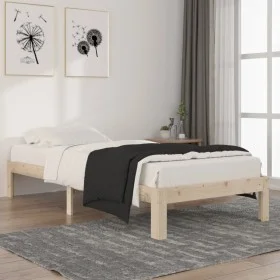 Solid pine wood bed frame 90x200 cm by vidaXL, Beds and slatted bases - Ref: Foro24-810350, Price: 65,91 €, Discount: %