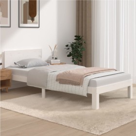 Estructura de cama madera maciza de pino blanco 90x200 cm de vidaXL, Camas y somieres - Ref: Foro24-810481, Precio: 94,32 €, ...