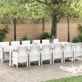 Conjunto de Comedor de Jardín 13 pcs Blanco Ratan Polt en Mesas de jardín | Comprar online en Foru.es