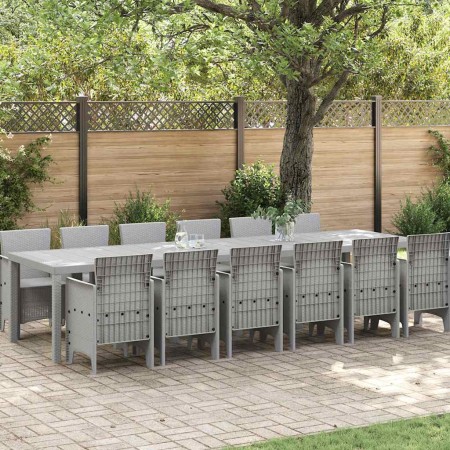 Conjunto de Comedor de Jardín 13 pcs Gris Claro Ratan Polt en Mesas de jardín | Comprar online en Foru.es