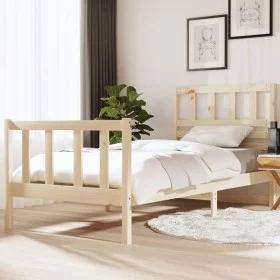 Solid wood single bed frame 90x190 cm by vidaXL, Beds and slatted bases - Ref: Foro24-3101118, Price: 101,92 €, Discount: %