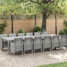 Conjunto de Comedor de Jardín 13 pcs Gris Claro Ratan Polt en Mesas de jardín | Comprar online en Foru.es