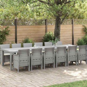 Conjunto de Comedor de Jardín 13 pcs Gris Claro Ratan Polt en Mesas de jardín | Comprar online en Foru.es