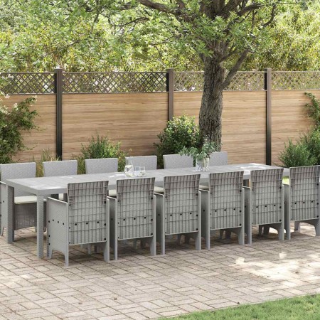 Conjunto de Comedor de Jardín 13 pcs Gris Claro Ratan Polt en Mesas de jardín | Comprar online en Foru.es