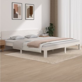 Estructura de cama madera maciza de pino blanco 200x200 cm de vidaXL, Camas y somieres - Ref: Foro24-810516, Precio: 154,53 €...