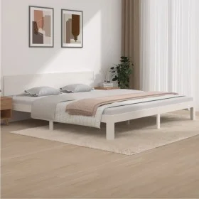 Estructura de cama madera maciza de pino blanco 200x200 cm de vidaXL, Camas y somieres - Ref: Foro24-810516, Precio: 152,51 €...