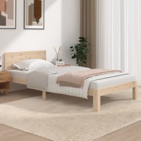 Estructura de cama madera maciza de pino 100x200 cm de vidaXL, Camas y somieres - Ref: Foro24-810485, Precio: 88,20 €, Descue...