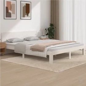 Solid white pine wood bed frame 160x200 cm by vidaXL, Beds and slatted bases - Ref: Foro24-810506, Price: 134,85 €, Discount: %