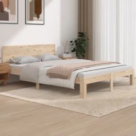 Estructura de cama de madera maciza de pino 140x190 cm de vidaXL, Camas y somieres - Ref: Foro24-810475, Precio: 118,94 €, De...