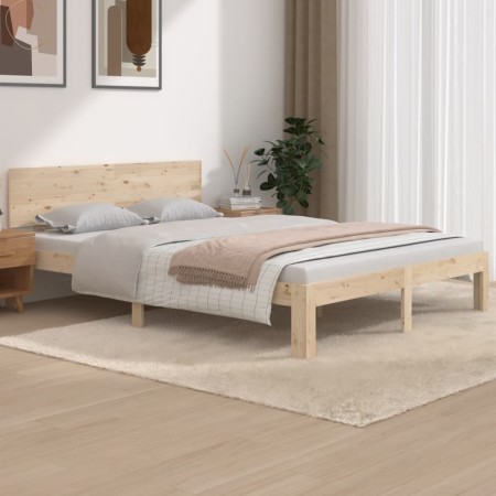 Estructura de cama de madera maciza de pino 140x190 cm de vidaXL, Camas y somieres - Ref: Foro24-810475, Precio: 118,94 €, De...