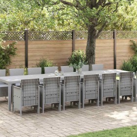 Conjunto de comedor de jardín con cojines 15 pcs Gris Claro PP en Mesas de jardín | Comprar online en Foru.es