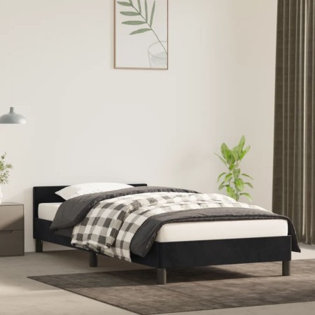 Estructura de cama con cabecero de terciopelo negro 80x200 cm de vidaXL, Camas y somieres - Ref: Foro24-347539, Precio: 86,37...