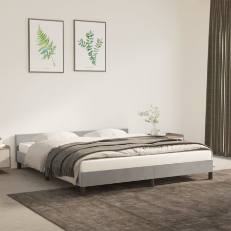 Estructura de cama con cabecero terciopelo gris claro 180x200cm de vidaXL, Camas y somieres - Ref: Foro24-347585, Precio: 134...
