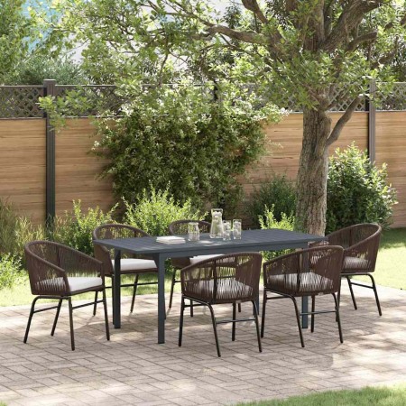 Conjunto de Comedor de Jardín 7 pcs Marrón ratán sintético en Mesas de jardín | Comprar online en Foru.es