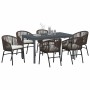 Conjunto de Comedor de Jardín 7 pcs Marrón ratán sintético en Mesas de jardín | Comprar online en Foru.es