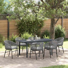 Conjunto de Comedor de Jardín 7 pcs Gris ratán sintético en Mesas de jardín | Comprar online en Foru.es