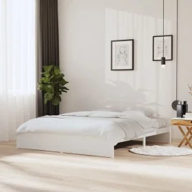 Estructura de cama madera maciza blanco Supe King 180x200 cm de vidaXL, Camas y somieres - Ref: Foro24-814965, Precio: 148,42...