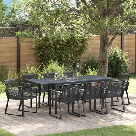 Conjunto de Comedor de Jardín 9 pcs Negro ratán sintético en Mesas de jardín | Comprar online en Foru.es