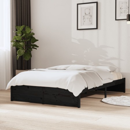 Estructura de cama madera maciza negra 120x190 cm de vidaXL, Camas y somieres - Ref: Foro24-814923, Precio: 135,57 €, Descuen...