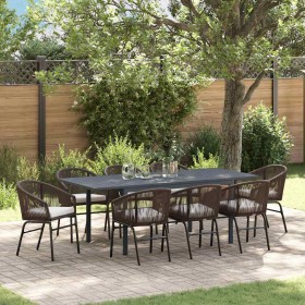 Conjunto de Comedor de Jardín 9 pcs Marrón ratán sintético en Mesas de jardín | Comprar online en Foru.es