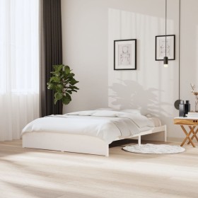 Estructura de cama de madera maciza blanco 160x200 cm de vidaXL, Camas y somieres - Ref: Foro24-814960, Precio: 134,25 €, Des...
