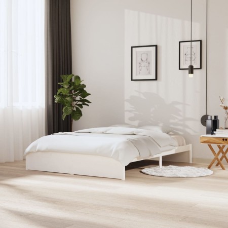 Estructura de cama de madera maciza blanco 160x200 cm de vidaXL, Camas y somieres - Ref: Foro24-814960, Precio: 134,25 €, Des...