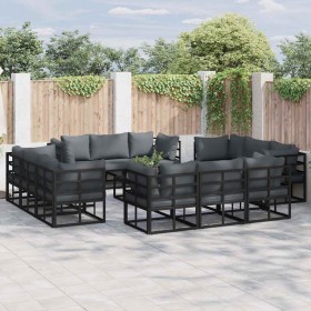 Conjunto de sofás de jardín 12 pcs Negro Metal en Conjuntos de jardín | Comprar online en Foru.es