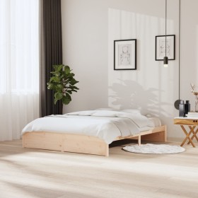 Estructura de cama de madera maciza 160x200 cm de vidaXL, Camas y somieres - Ref: Foro24-814959, Precio: 132,75 €, Descuento: %