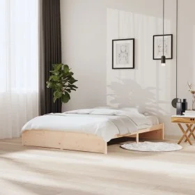Estructura de cama de madera maciza 160x200 cm de vidaXL, Camas y somieres - Ref: Foro24-814959, Precio: 131,55 €, Descuento: %