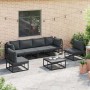 Conjunto de sofás de jardín con cojín 7 pcs Negro Aluminio en Conjuntos de jardín | Comprar online en Foru.es