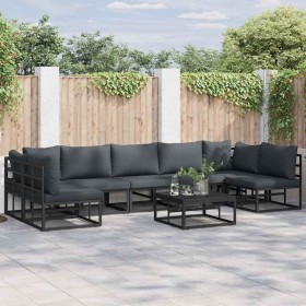 Conjunto de sofás de jardín con cojín 7 pcs Negro Aluminio en Conjuntos de jardín | Comprar online en Foru.es