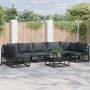 Conjunto de sofás de jardín con cojín 7 pcs Negro Aluminio en Conjuntos de jardín | Comprar online en Foru.es