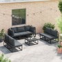 Conjunto de sofás de jardín con cojín 7 pcs Negro Aluminio en Conjuntos de jardín | Comprar online en Foru.es