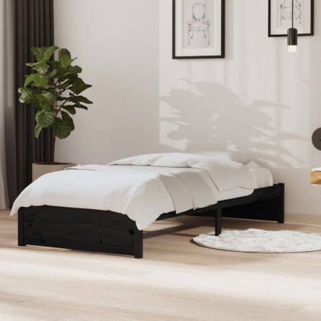 Estructura de cama individual madera maciza negra 90x190 cm de vidaXL, Camas y somieres - Ref: Foro24-814918, Precio: 110,11 ...
