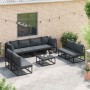 Conjunto de sofás de jardín con cojín 9 pcs Negro Aluminio en Conjuntos de jardín | Comprar online en Foru.es