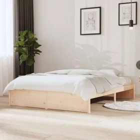 Estructura de cama madera maciza 140x200 cm de vidaXL, Camas y somieres - Ref: Foro24-814949, Precio: 116,39 €, Descuento: %