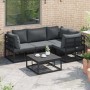 Conjunto de sofás de jardín con cojín 5 pcs Negro Aluminio en Conjuntos de jardín | Comprar online en Foru.es