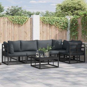Conjunto de sofás de jardín con cojín 5 pcs Negro Aluminio en Conjuntos de jardín | Comprar online en Foru.es