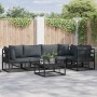 Conjunto de sofás de jardín con cojín 5 pcs Negro Aluminio en Conjuntos de jardín | Comprar online en Foru.es