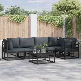 Conjunto de sofás de jardín con cojín 6 pcs Negro Aluminio en Conjuntos de jardín | Comprar online en Foru.es
