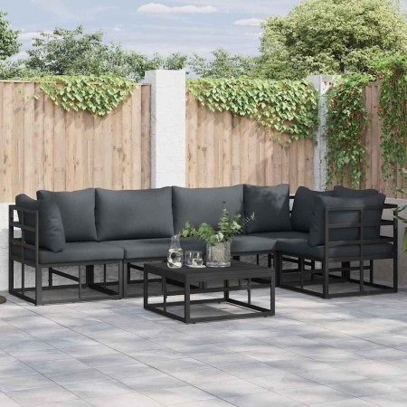 Conjunto de sofás de jardín con cojín 6 pcs Negro Aluminio en Conjuntos de jardín | Comprar online en Foru.es