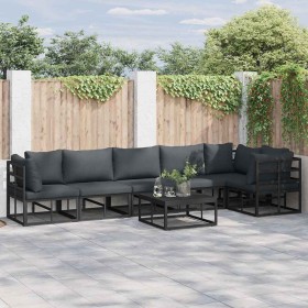 Conjunto de sofás de jardín con cojín 7 pcs Negro Aluminio en Conjuntos de jardín | Comprar online en Foru.es