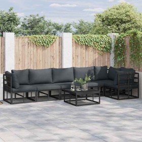 Conjunto de sofás de jardín con cojín 7 pcs Negro Aluminio en Conjuntos de jardín | Comprar online en Foru.es