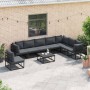 Conjunto de sofás de jardín con cojín 9 pcs Negro Aluminio en Conjuntos de jardín | Comprar online en Foru.es